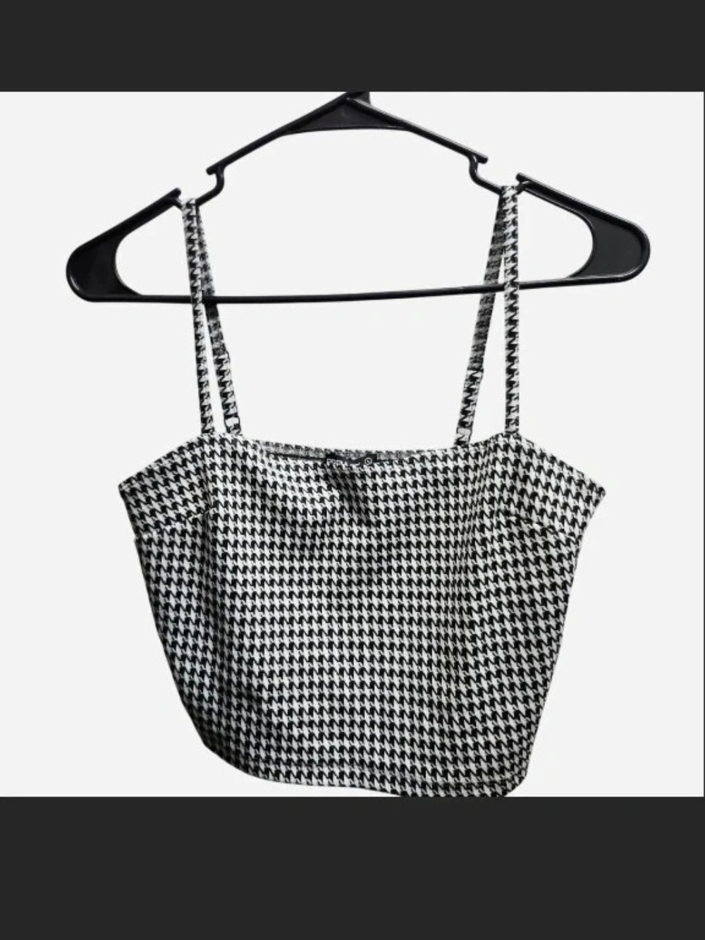 Popular Basics Black and White Houndstooth Tank Top